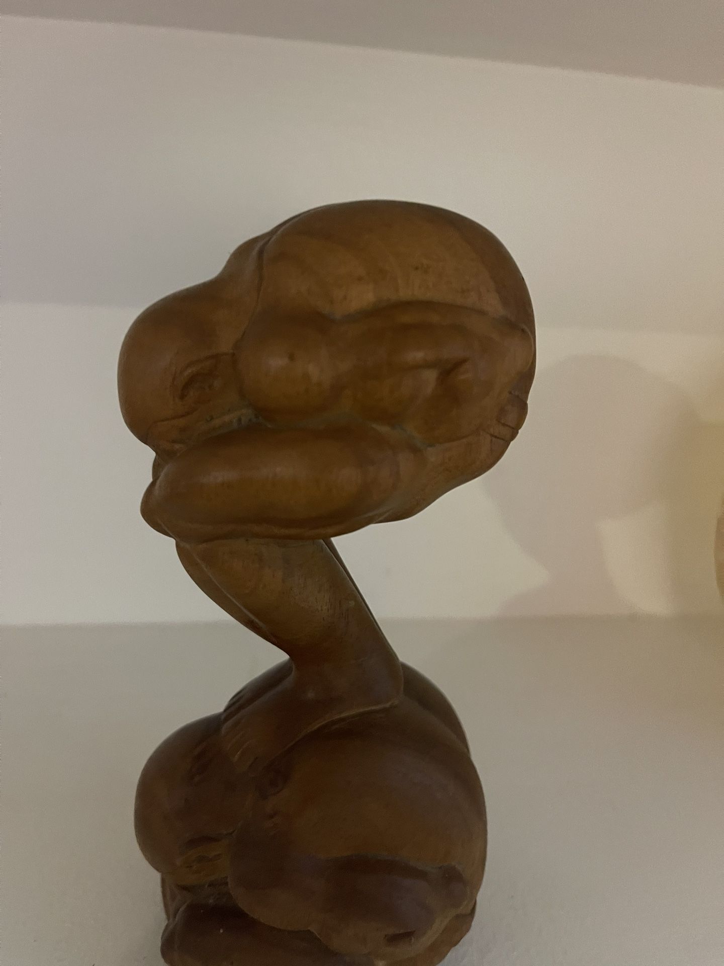 Double Yogi Wood Sculpture from Bali, "Double Yogi" brings good luck
