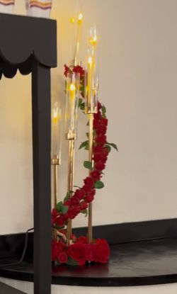 Rose candelabra centerpiece