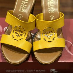Mustard Color Wedge Sandals size 6