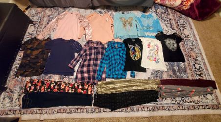 17-Piece Girls Size 10/12 Clothes Bundle (Shirts and Pants)