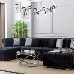 Larry Velvet Double Chaise Sectional $2500