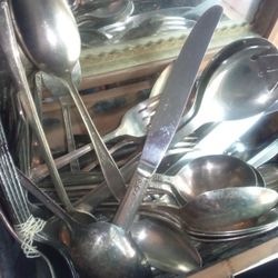 Antique Silverware And Box 