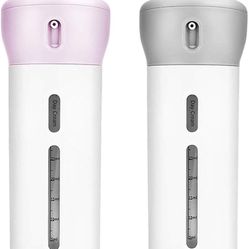 2 Pieces 4 in 1 Travel Dispenser Leak-proof TSA Approved (Grey+Pink)