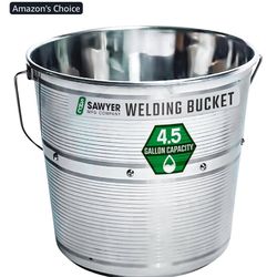 Sawyer Mfg Steel Welding Rod Bucket, Heavy Duty Metal Pail, Large Drum, Durable Handle, Ideal for Welding Rods and Stubs, Tools, and Storage - 4.5 Gal