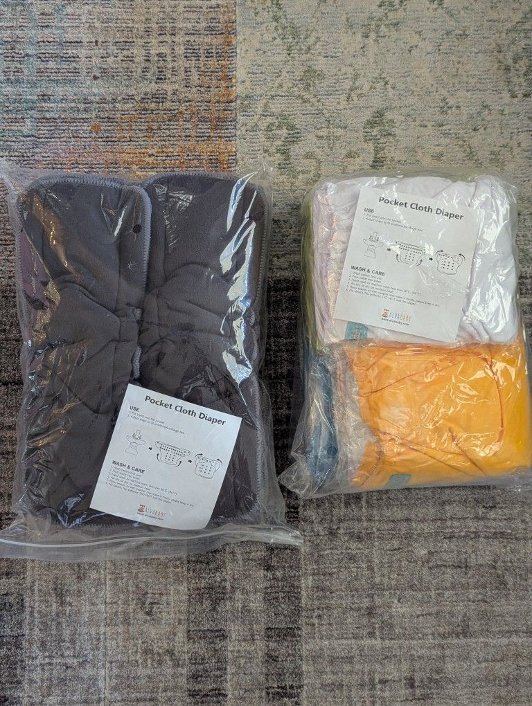 ALVA BABY CLOTH DIAPERS AND CHARCOAL INSERTS