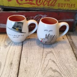 Rae Dunn Set Of 2 Thanksgiving Mugs