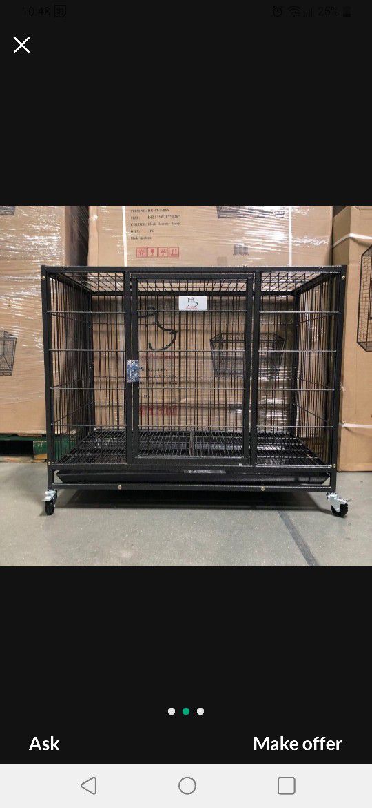 ✨ NEW ✨ 37" Heavy Duty 🐶Dog Kennel 🐩 Cage Crate With Wheels‼️🔥🐕‍🦺🦮🐕