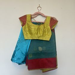 Three Piece Multicolor Indian Sari Set