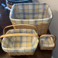 Longaberger Set Of Baskets 2004 Set Original Lining