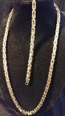30 inch stainless steel chain and matching bracelet.