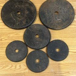 CAP Barbell Cast Iron Weight Plates, 2 x 25lb, 1 x 10lb & 3 x 5lb…$1 Per Pound