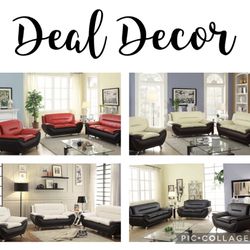 New 3pc Sofa Loveseat And Chair (black, Red/black, White/black, Cream/burgundy)