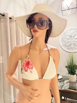 Cute bone/floral bikini (L)