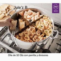 Princess House  Olla De 32 Qts Con Parrilla Divisores Nueva  En Su Caja 