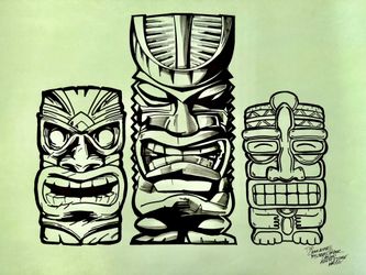 ORIGINAL ART Of Tribal Tiki Sketch Done By Artist Christopher Castillo