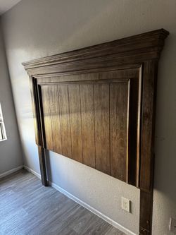 Large Wood Headboard with Crown Molding