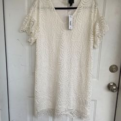 Worthington Lace dress Off White Size Small Short Sleeve