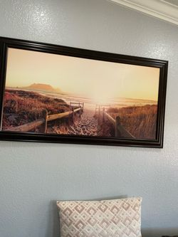 Framed Beach Pathway Panoramic Wall Art