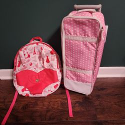 Doll travel suitcase and girls backpack