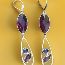 925 Sterling silver purple earrings 