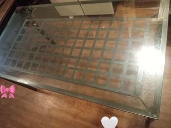 Beautiful Heavy Glass Dining Table – Decorative Design – $175 OBO
