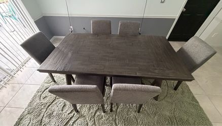 Ashley Furniture Dark Gray Wood Dining Table & chairs