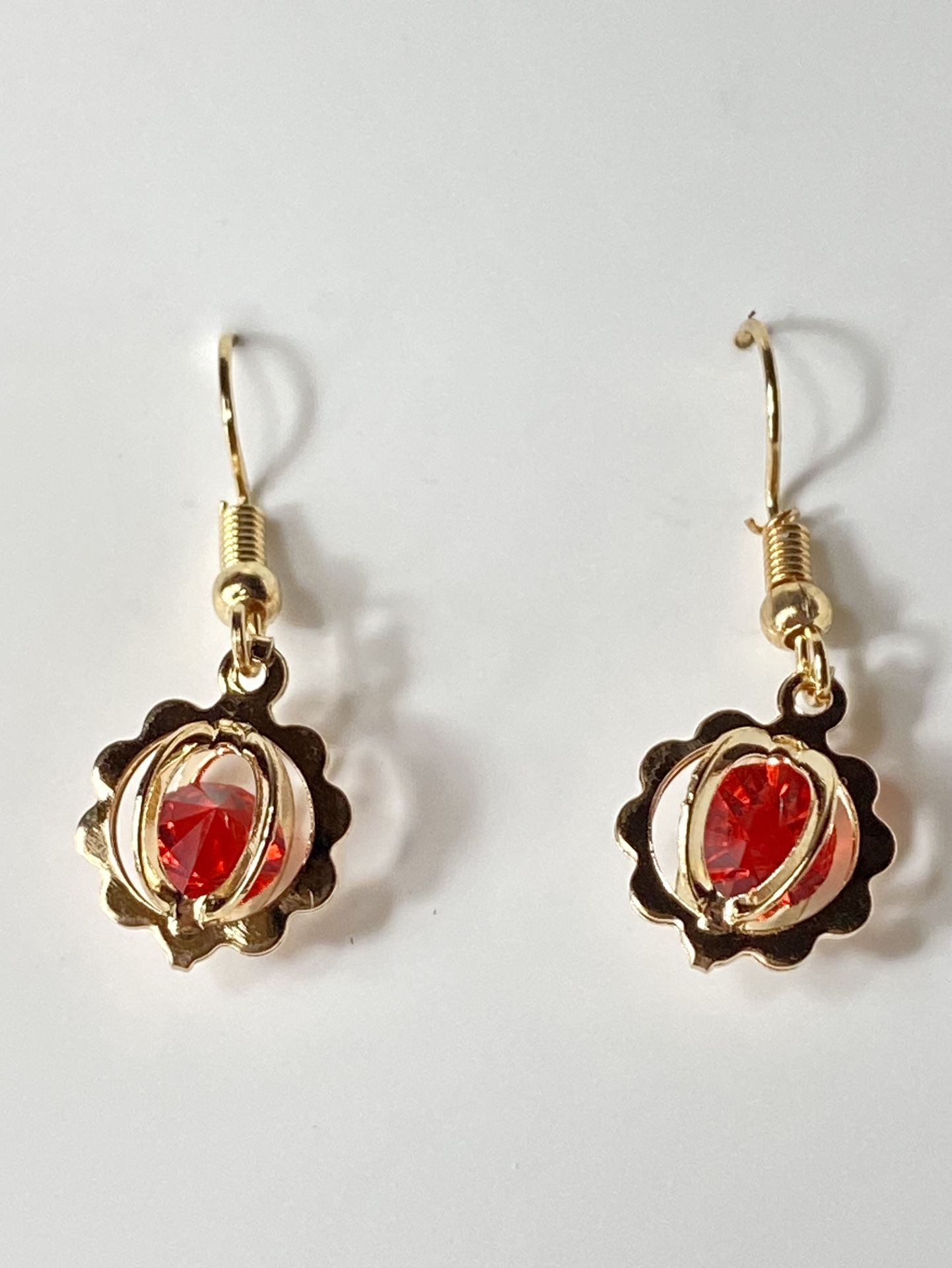 Red Diamond Golden Earrings 