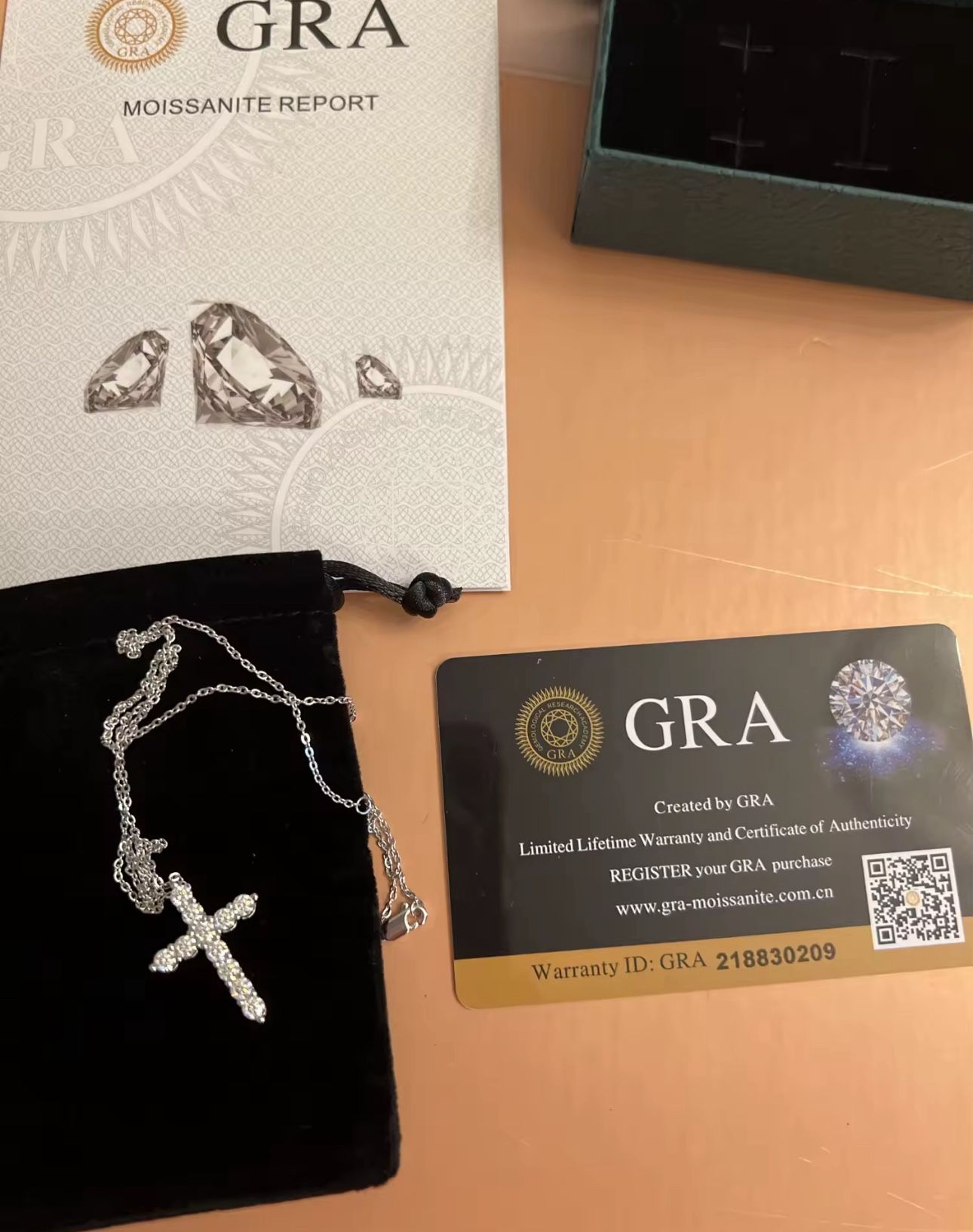 Brand New Moissanite Sterling Silver Cross Necklace
