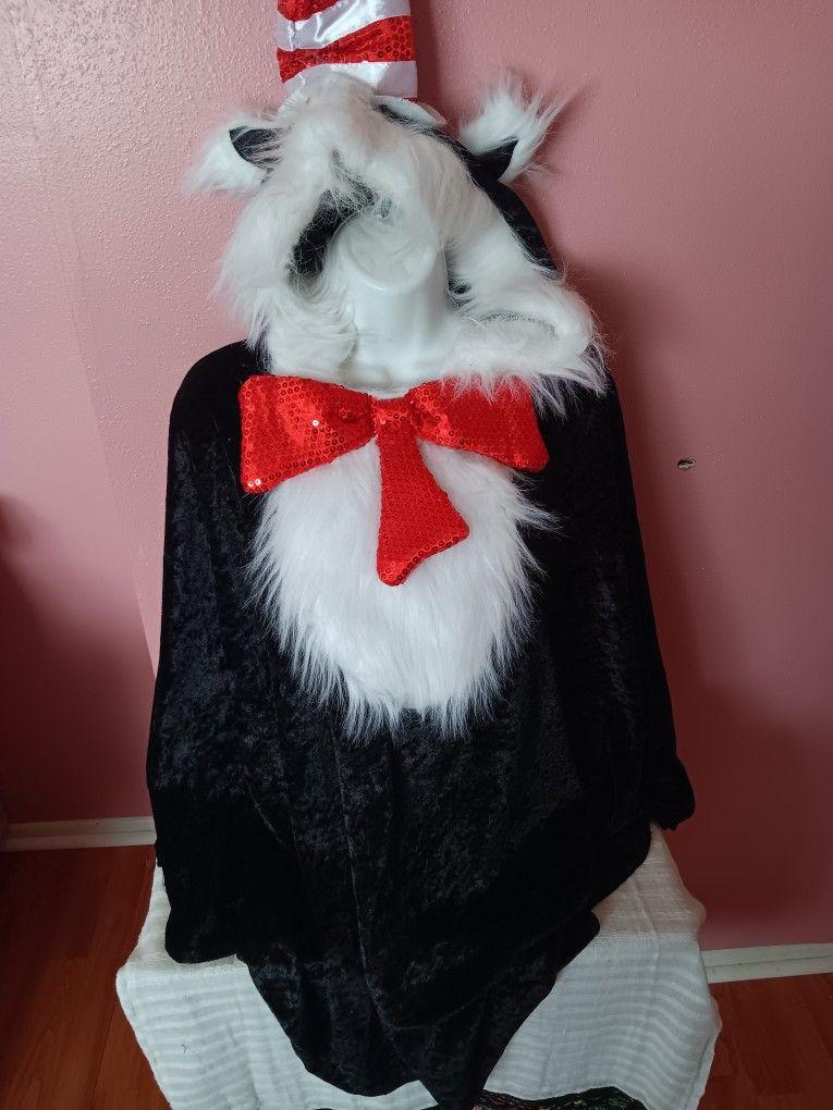 Cat In The Hat Costume Cape Poncho