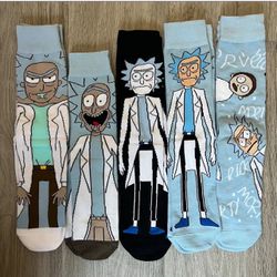 Rick and Morty Premium Cartoon Socks For Men & Women One Size Fit All 4 For $12.
