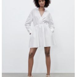 Zara's Cotton White Dress Size Medium 