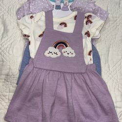 Pekkle 3M Baby Girl 4-Piece Rainbow Cloud Outfit Set