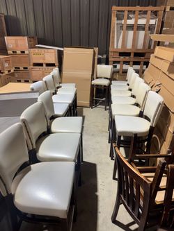 Bar Stools with White Upholstered Seats