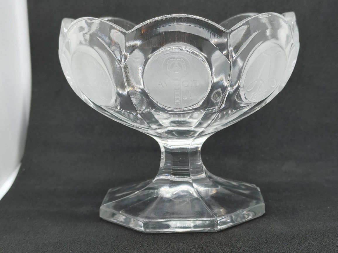 Fostoria Avon Glass Coin 91 Anniversary Candy Bowl Dish Footed Vintage 1977