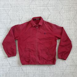 Vintage VTG 1990s 90s Polo Ralph Lauren Men’s Red Bomber Pilot Zip Up Jacket