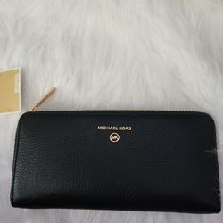 New Michael Kors Black Leather Wallet Large