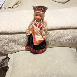 Beautiful Latvian Doll In Authentic Latvian Costume