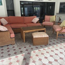 Lanai Sectional Plus Chairs, Coffee Table & Ottoman 