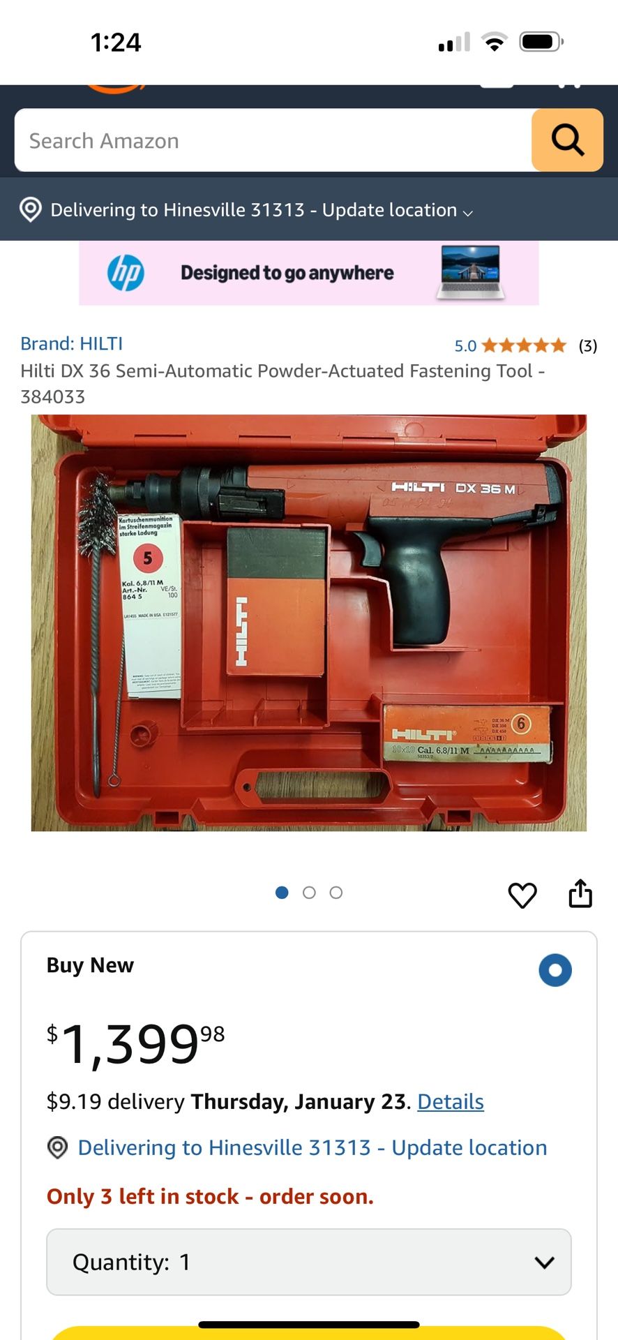 Hilti DX36M Powder Actuated Fastening Tool