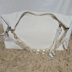Victoria's Secret White Shoulder Bag with Gold Chain Strap