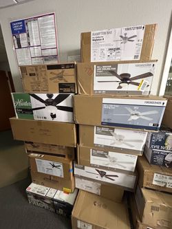 All types of ceiling fans available with chandeliers, bathroom lights outdoor indoor lights with almost half price. Let me know what type of light or 