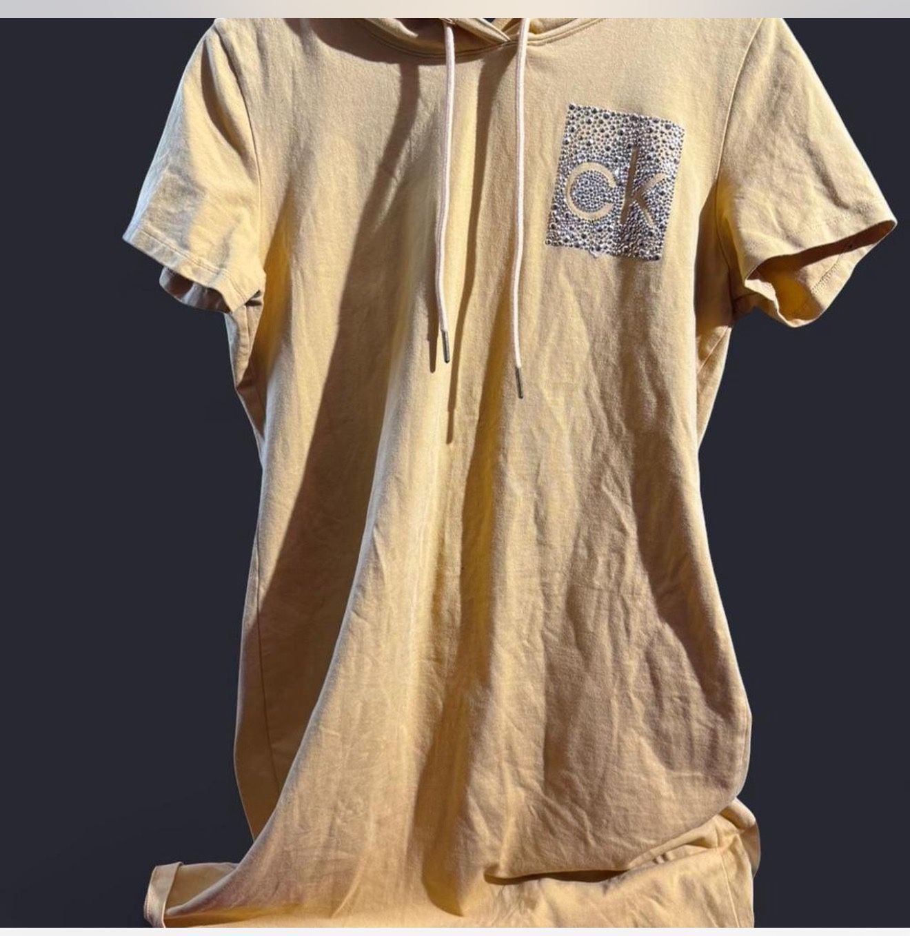 Calvin Klein Mustard Color Short Sleeve Dress With Hoodie