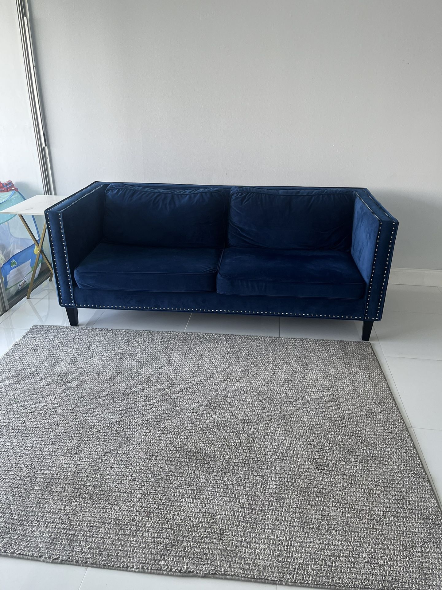Dark Blue Velvet Couch