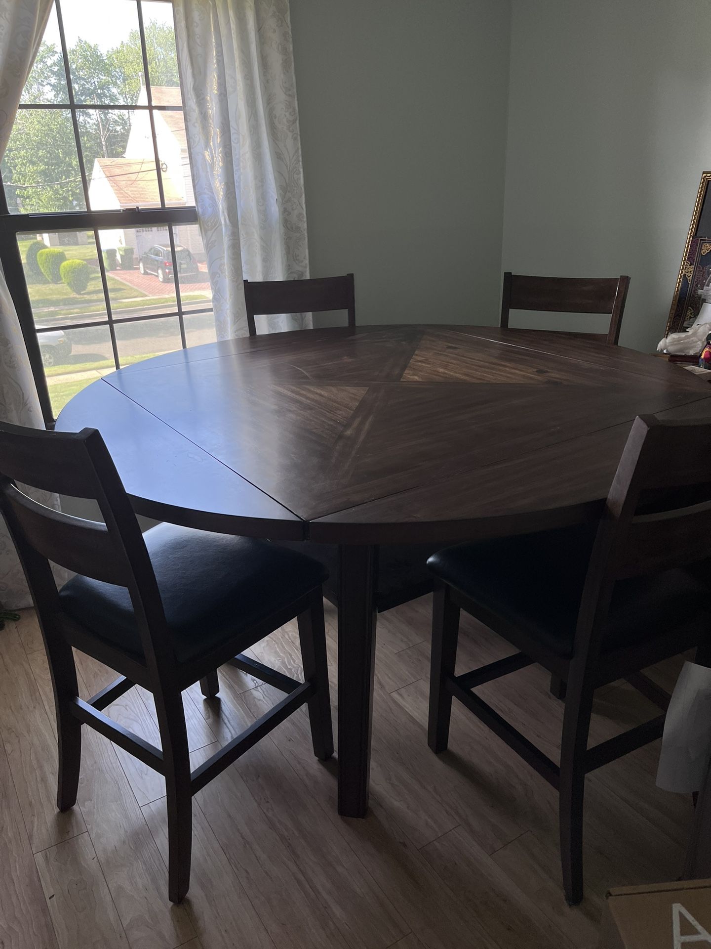 Transformable High Top Hardwood Dining Table