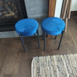 Blue Velvet Cushion Stools