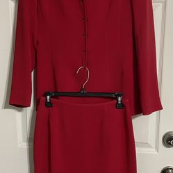 MACYS RED SUIT JACKET & SKIRT LADIES CLASSY 