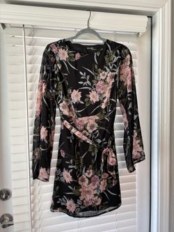Black And Pink Floral Mini Dress