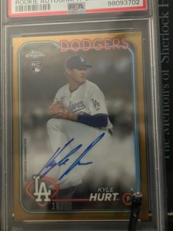 2024 Topps Chrome Kyle Hurt RC Rookie Auto Green Refractor /99 16/99 Dodgers PSA 9