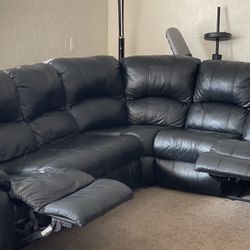 Black Leather Sectional