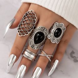 Gorgeous 5pcs Hollow Out Vintage Rings Set 